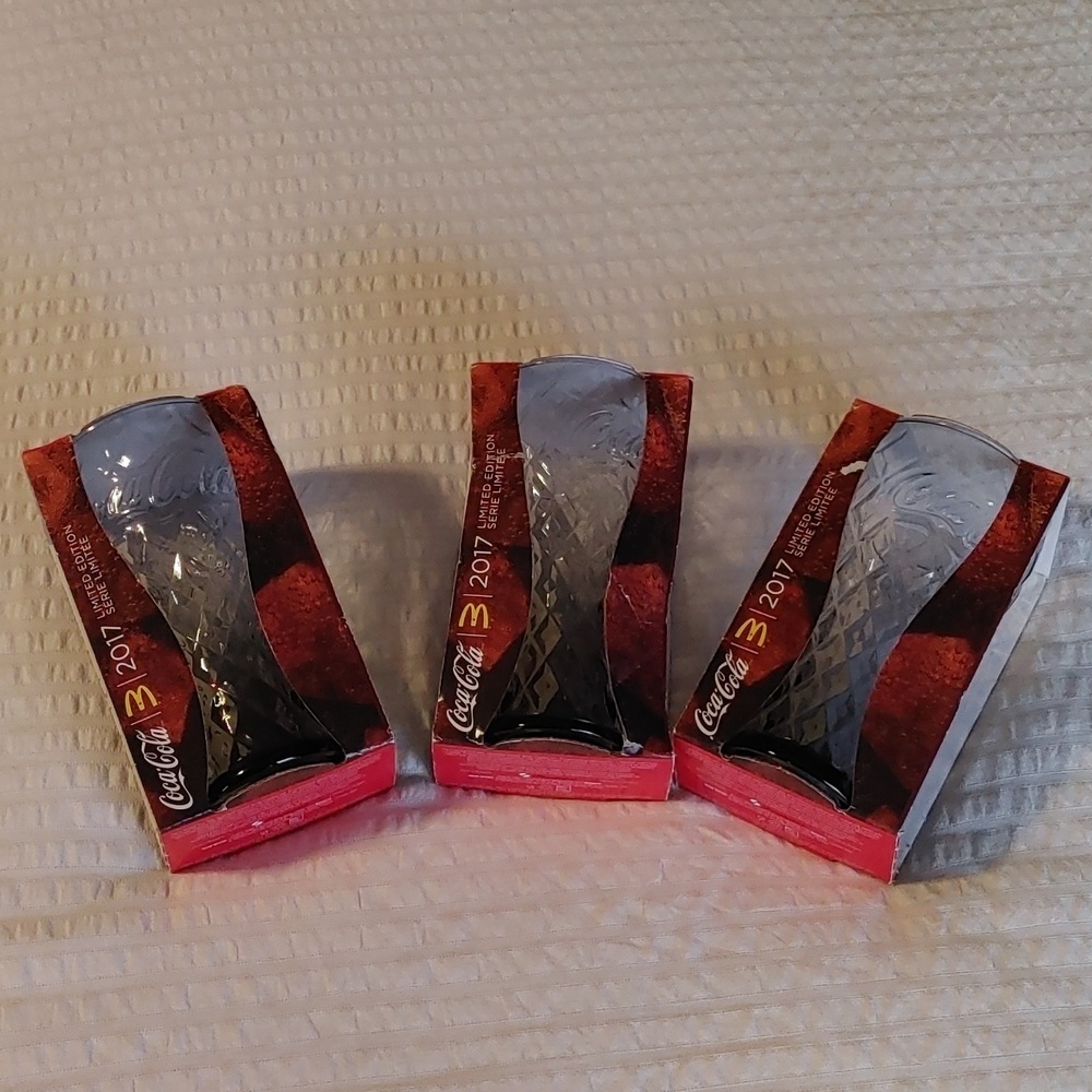 Set of 3 McDonalds 2017 Collectible Coca Cola Glasses